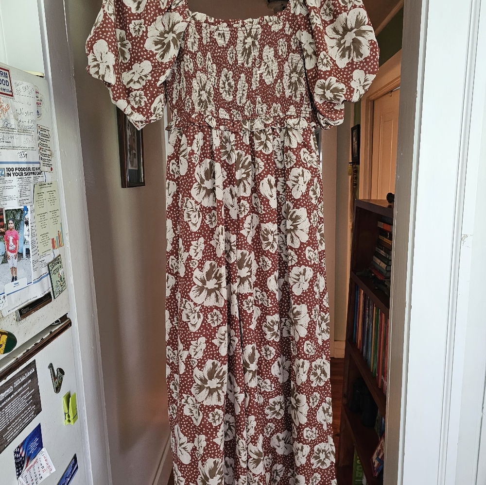 Entro Boutique Jumpsuit Fall Colors Square neck Size Medium